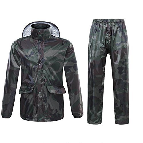 Men/Women Waterproof Jacket/Trouser Suits Windproof Coat/Pants Set Motorcycle Raincoat with Hideaway Hood