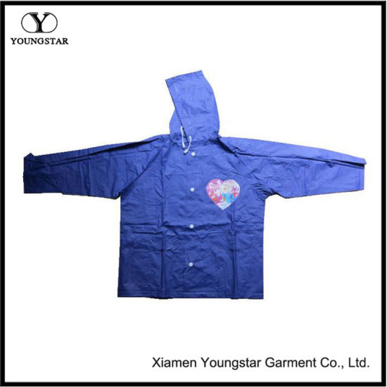 PVC Coating Waterproof Children Rain Jacket / Rain Cape