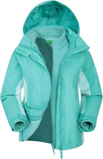 Warehouse Lightning 3 in 1 Kids Waterproof Jacket - Taped Seams Triclimate Jacket, Detachable Hood, Inner Fleece Kids Coat - for Winter Walking, Hiking