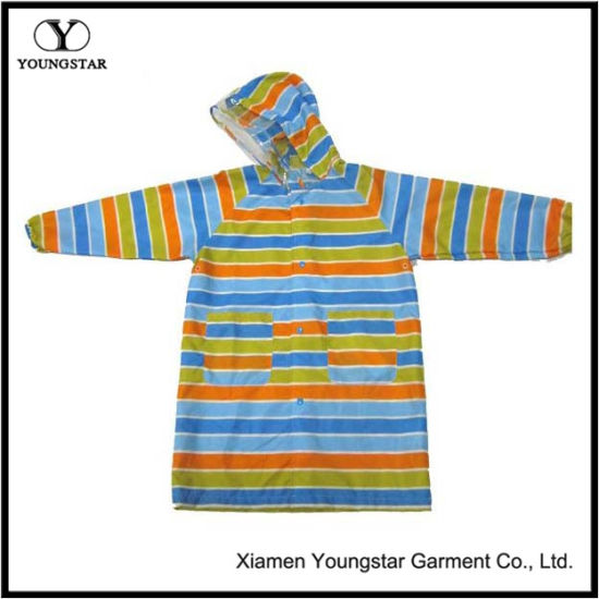 Ys-6206 Toddler Girl Colorful Hooded Long Raincoat Women′s Rain Slicker