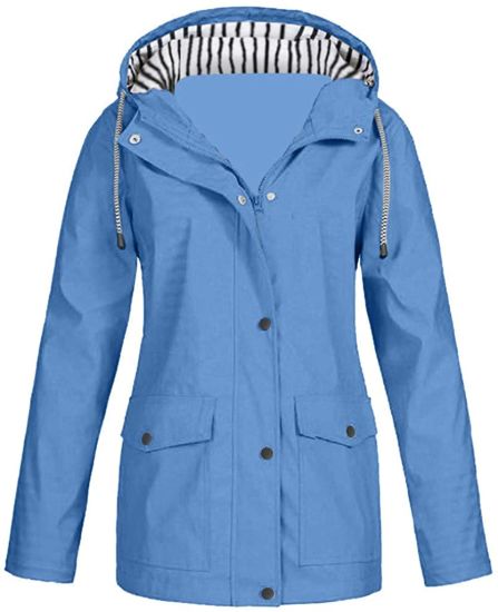 Women Solid Rain Jacket Outdoor Plus Size Waterproof Hooded Raincoat Windproof Christmas Merry Christmas Ladies Gift