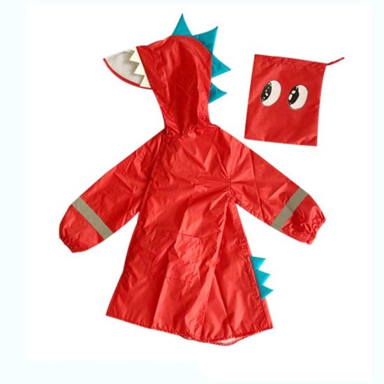 Reusable Raincoat for Kids-Premium Quality Cute Dinosaur Hoody Emergency Rain Ponchos Extra Thick Raincoat for Hiking, Tours, Sightseeing, Theme Parks