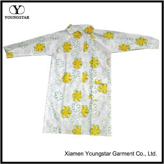 Printed Flower PVC Adult Rainwear for Promotional Gift