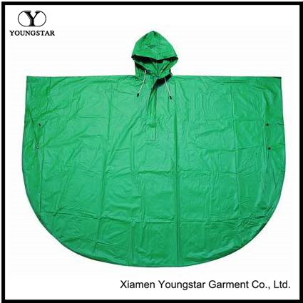 Cheap & Popular Round Green Color PVC Rain Poncho