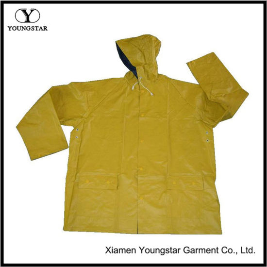 Yellow Rain Slicker Waterproof PVC Raincoat Men Breathable Rain Jacket