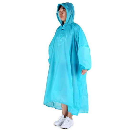 Coated Nylon Raincoat Soft Rain Coat Waterproof Hooded Rain Poncho Outdoor Rain Jacket