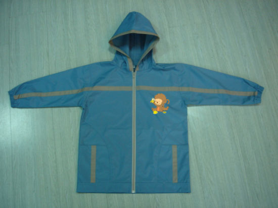 Boys Toddlers Blue PVC Windbreaker Rain Jacket Coat Raincoats for Kids