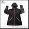 Ys-1072 Ladies Black Fleece Waterproof Breathable Softshell Jacket with Hood Women′s