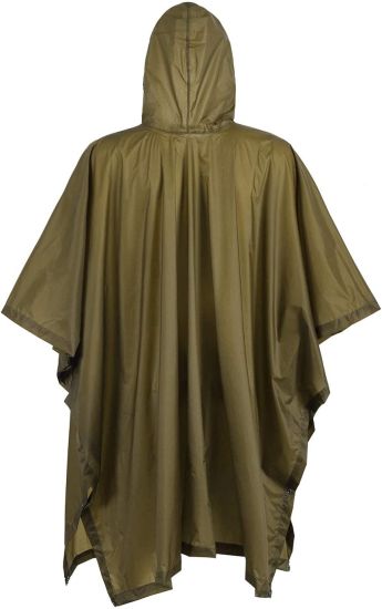 Multicam Poncho, Lightweight Military Style Raincoat, Ripstop Rain Poncho (Coyote Brown)