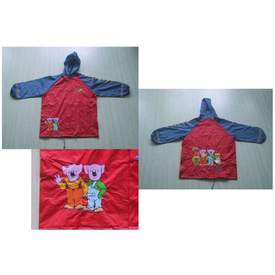 Printed Boys Lightweight Waterproof Rain Jacket Navy Red Toddler Raincoat