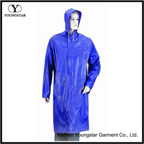 Functional PVC Waterproof Raincoat with Hood for Men Work