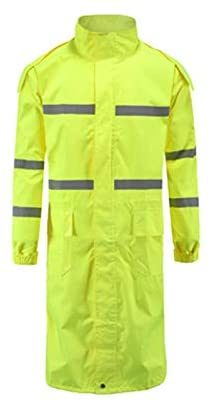 Raincoat Long Poncho Thicker Double Layer Windbreaker Raincoat (Color: Fluorescent yellow)