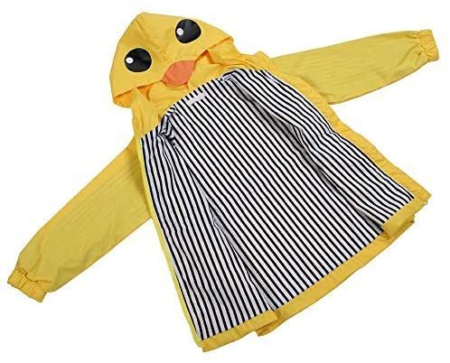 Summer Baby Boy Girl Duck Waterproof Cute Cartoon Hoodie Zipper Lightweight Rainwear Coat Outfit (80)