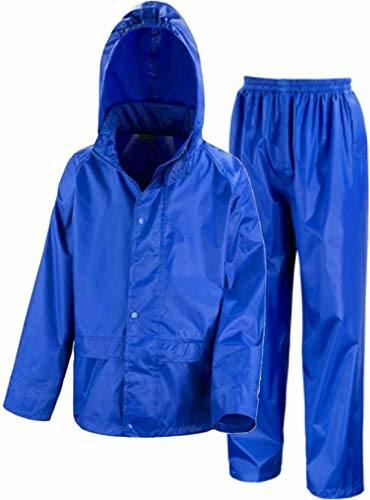 Kids Waterproof Jacket & Trousers Suit Set in Black, Navy Blue or Royal Blue Childs Childrens Boys Girls