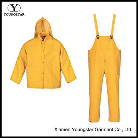 Mens Womens Waterproof PVC Rain Suit Yellow Raincoats Rain Jackets Overalls