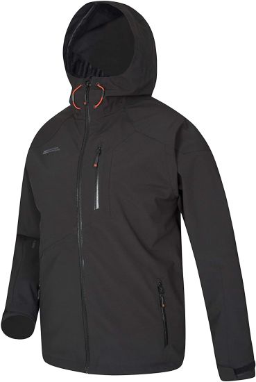 Men Waterproof Jacket - Adjustable Hood & Hem Raincoat, Breathable Coat, Security Pockets, Full Zip Casual Jacket - for Winter, Travelling