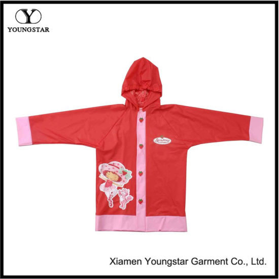 Customize Cartoon Design PVC Children Girls Rain Jacket