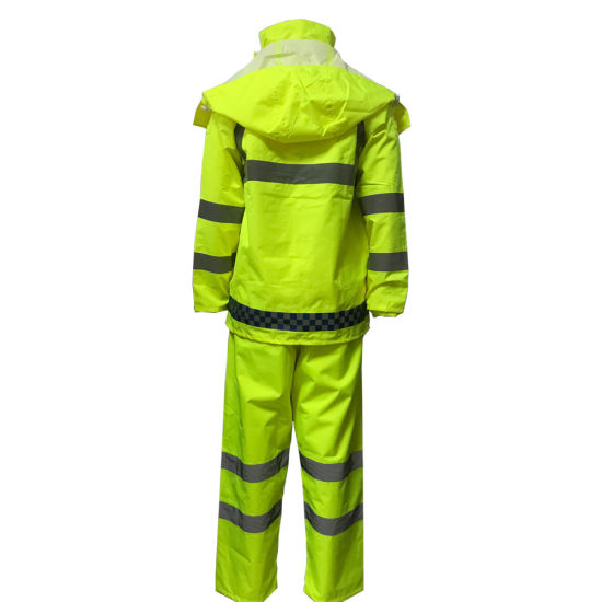 Rescue Sanitation Labor Protection Fluorescent Yellow Split Raincoat Rain Pants Rain and Flood Protection Custom Printed Logo Reflective Raincoat