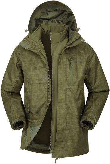 Mountain Warehouse Bracken Melange Mens 3 in 1 Jacket - Lightweight Rain Coat, Taped Seams, Waterproof Rain Jacket, Breathable - Ideal Mens Coat for Winter