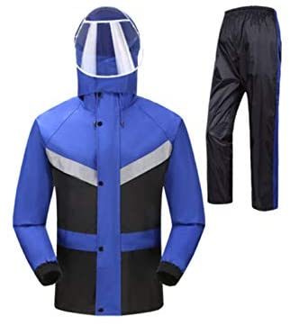 Waterproof Jacket/Pants Set Adult Windproof Coat/Pants Set, Raincoat Riot Waterproof Mackintosh Split Thick Poncho Can Be Reused and Durable (Color: Blue Plus B