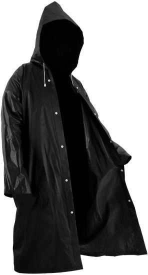 Reusable Raincoat EVA Rain Poncho Unisex Men Women Rain Cape with Hat Hood Long Sleeves for Adults Outdoor Travel